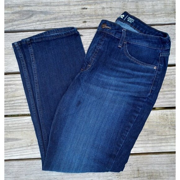 Lee Regular Fit Straight Leg Mid-Rise Women's Jeans Size 14 Dark Wash - Picture 1 of 6